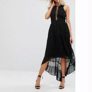 Black lace high low sleeveless dress